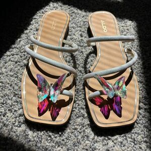 Aldo Garberia Butterfly Crystal Sandals Size 9 Fairy Sparkles Y2K Glam Crystal